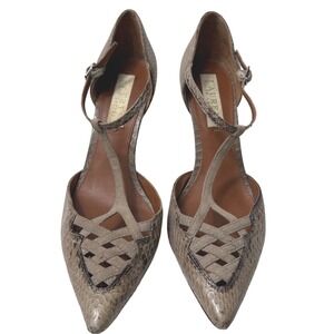 Lauren Ralph Lauren Women's‎ Snakeskin Print T Strap Heels Size 6B